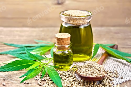 Preview: Oil hemp in two jars on board
