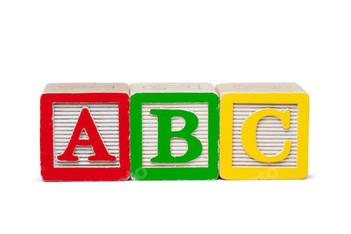 Preview: Wooden alphabet blocks isolated on white background