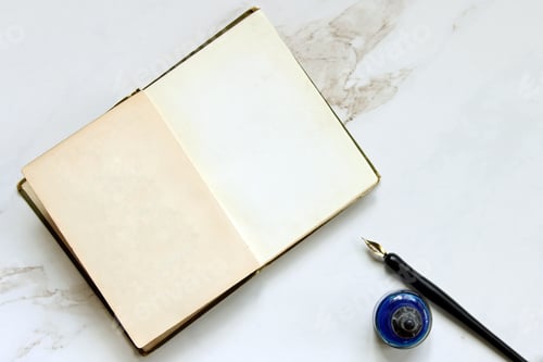 Preview: Blank book with pen and ink