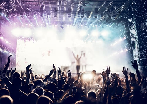 Preview: crowd partying stage lights live concert summer music festival