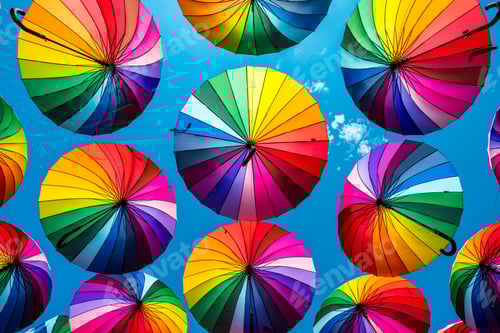 Preview: Colorful umbrellas. rainbow umbrellas background
