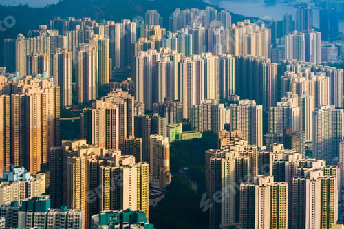 Preview: Hong Kong Downtown, China. Financial district in urban city town in Asia. Skyscrapers buildings.