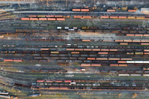 Preview: Industrial conceptual scene with trains. Top view.