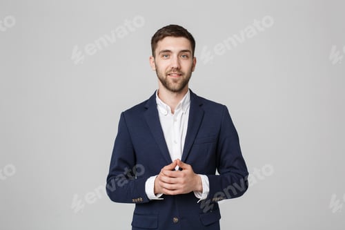 Preview: Placeit - Portrait Handsome Businessman holding hands with confident face.