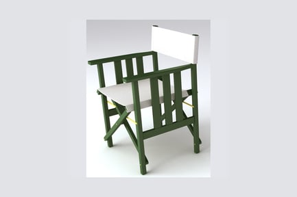 Preview: Director's chair with white upholstery and crossed legs