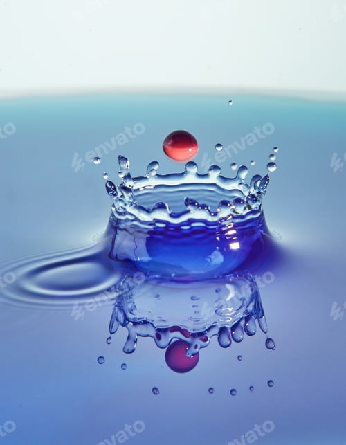 Preview: Abstract background color water splash, collision of colored drops and crown creation