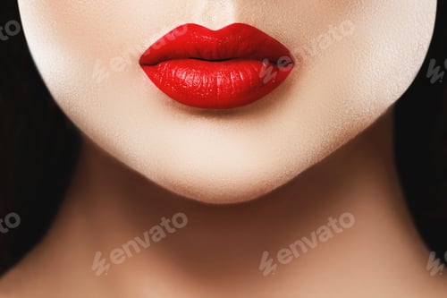 Preview: Close up of beautiful female red lips