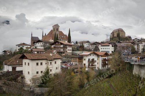 Preview: Scenic view of Scena, South Tyrol, Italy on a cloudy day