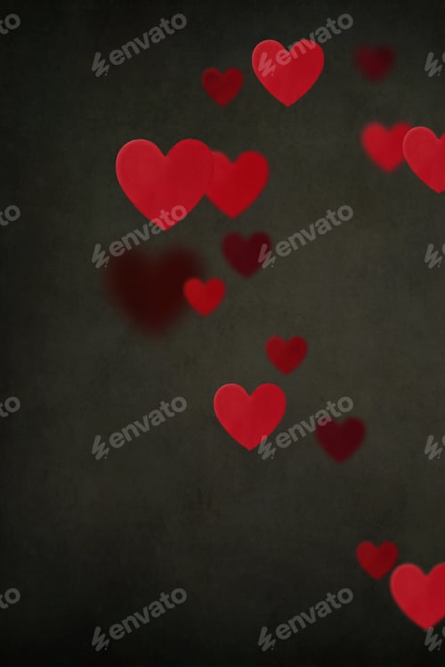 Preview: Hearts collage isolated on dark background