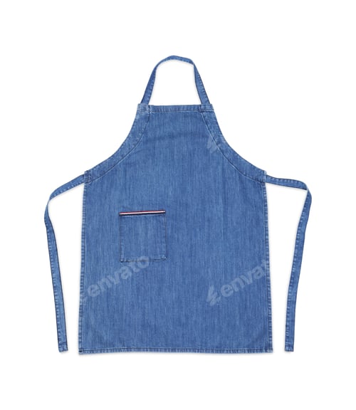 Preview: Denim blue kitchen apron isolated on white