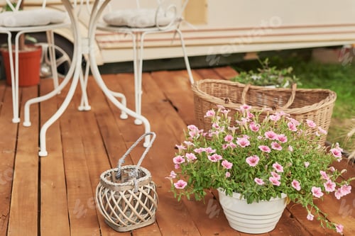 Preview: Decor of house on wheels. Family vacation travel RV