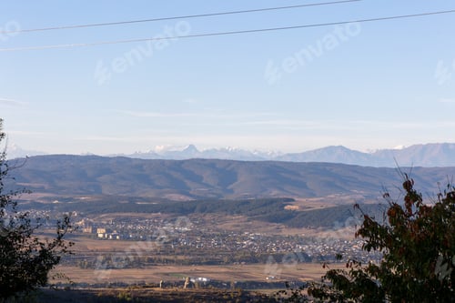 Preview: Stunning view of the Caucasus Range from Georgia captured from a picturesque spot in the countryside