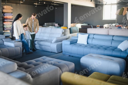 Preview: Family shopping for new sofa in furniture store