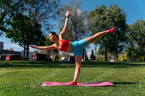 Preview: Fitness Woman Practicing Yoga in the Park