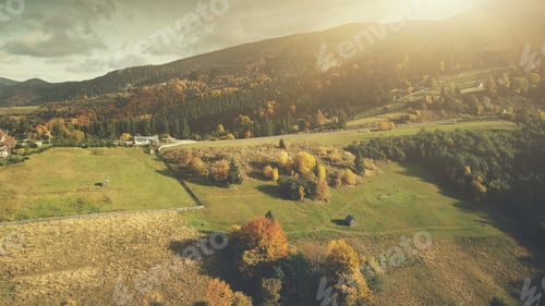 Preview: Multicolored autumn highland scenery aerial view