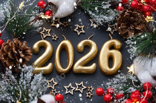 Visualização: As figuras douradas (20-26) feitas de velas em um fundo de ardósia de pedra preta são decoradas.