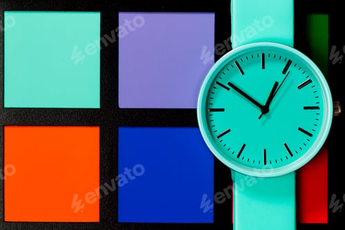 Preview: Clock on a colored background. Abstraction. Minimalism