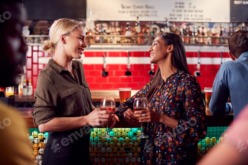 Preview: Two Women Meeting For Drinks And Socializing In Bar After Work