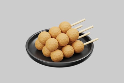 Preview: Fish balls on skewers plate