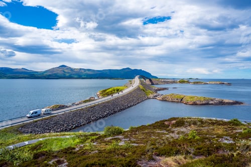 Preview: Atlantic Ocean Road Two bikers on motorcycles.