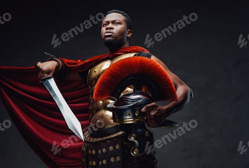 Preview: Roman soldier with red cloak and golden armor