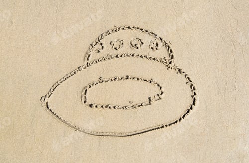 Preview: Simple Drawing In The Sand On The Beach Of Ufo