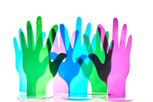 Preview: Rare Disease Day Background. Colorful hands on white background
