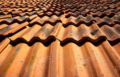 Preview: Low angle shot of a brick roof