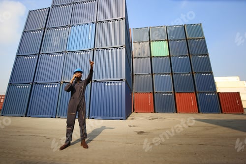 Preview: oreman control Industrial Container Cargo freight ship at industry.