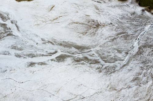 Preview: White salt water drone view.
