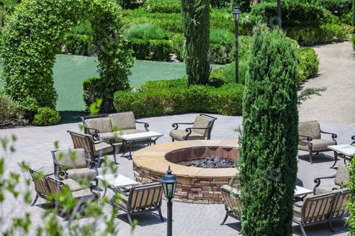 Garden Patio With Fire Pit and Seating