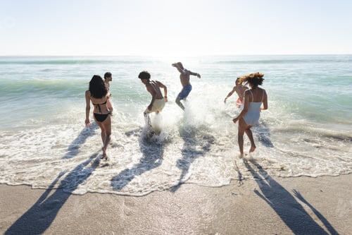Preview: Diverse group of friends enjoy a day at the beach