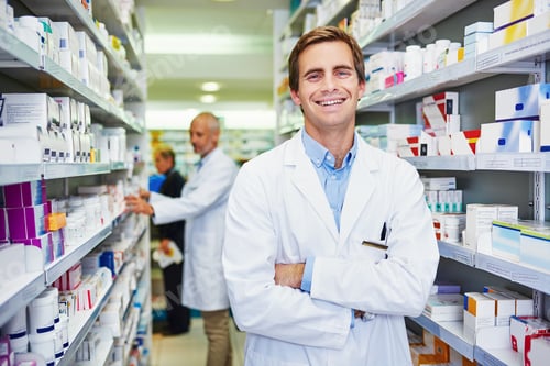 Preview: Portrait of a confident young pharmacist working in a pharmacy