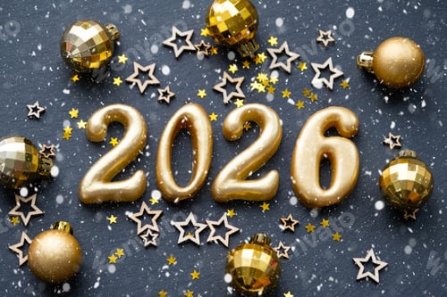 Visualização: As figuras douradas (20-26) feitas de velas em um fundo de ardósia de pedra preta são decoradas com um festi.