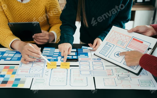 Preview: ui designer brainstorming about mobile app interface wireframe design