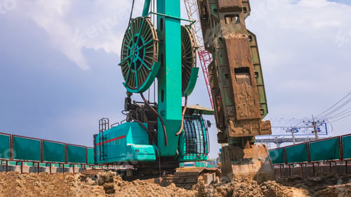Preview: Drilling crawler crane with hydraulic diaphragm wall equipments working in road construction site