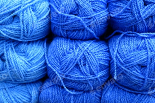 Preview: Bright Blue Yarn Balls Close Up Background