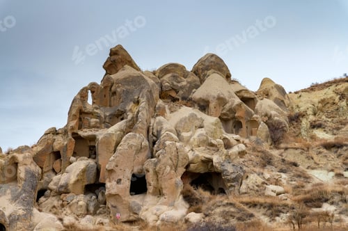 Preview: Landscape view of Unesco World Heritage, Cappadocia, Turkey under cloudy sky
