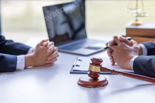 Preview: justice and law concept. male lawyer working in an office. Legal law, advice, and justice concept. T