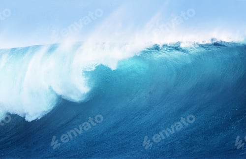 Preview: Large Blue Surfing Wave