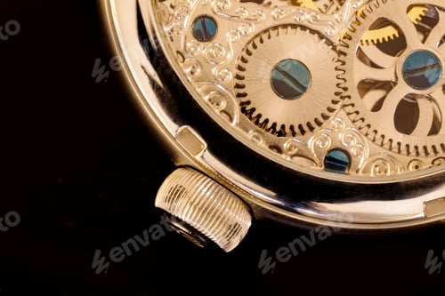 Preview: Elegant Watch Internal Mechanism Gears Close Up