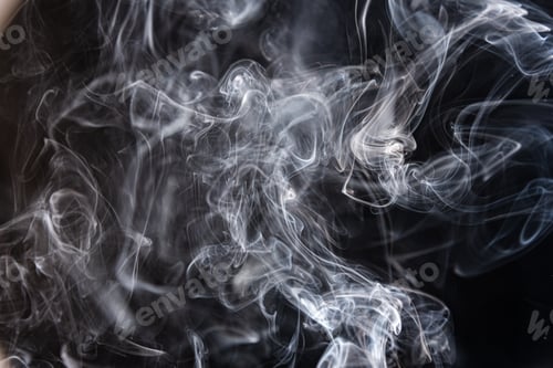 Preview: White abstract shaped smoke against black background