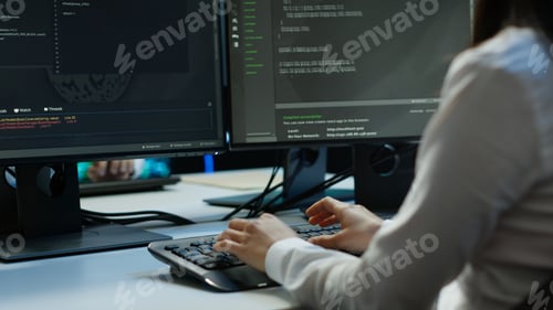 Preview: Close up of IT expert in server hub establishing performance benchmarks