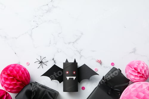 Preview: Black, paper bat with gifts for Halloween