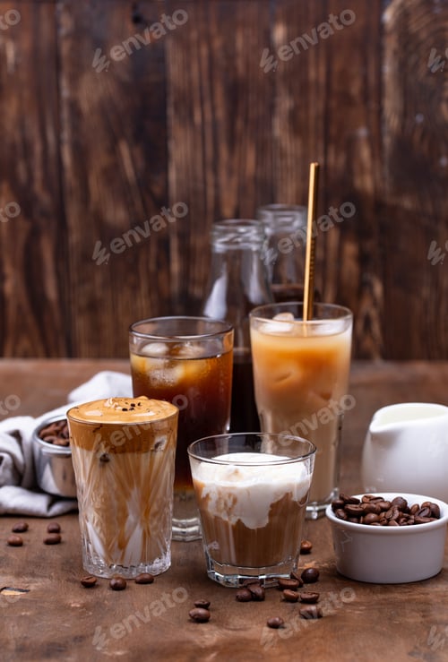 Preview: Different trendy cold coffee drink