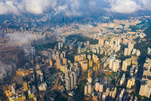 Preview: Hong Kong Downtown, China. Financial district in city in Asia. Skyscraper buildings