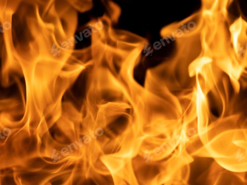 Preview: Flames of fire on black background