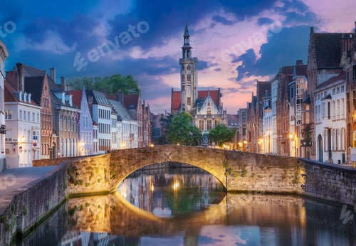 Preview: Spiegelrei canal at dusk in Brugge