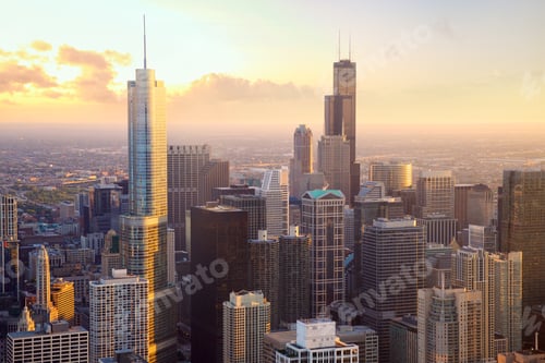 Preview: Chicago skyscrapers at sunset