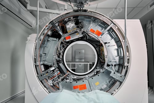 Preview: MRI - Magnetic resonance imaging scan device. MRI scaner room